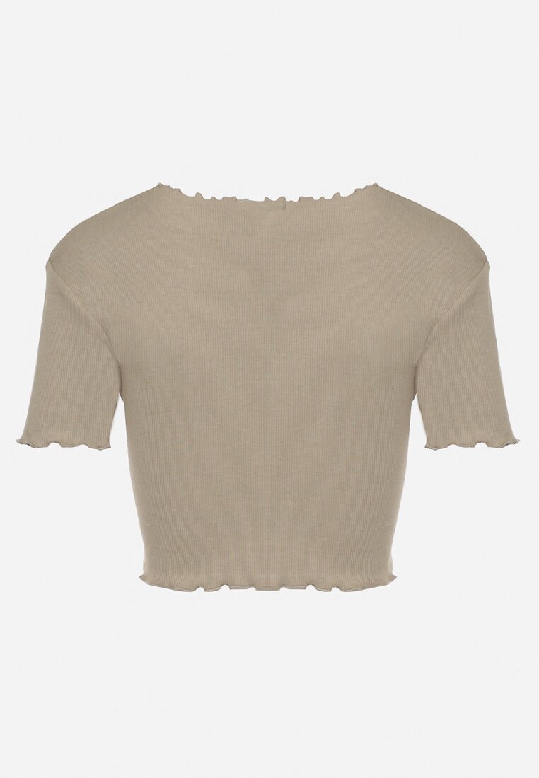 Ciemnozielony Prążkowany T-shirt z Bawełną Adlesa