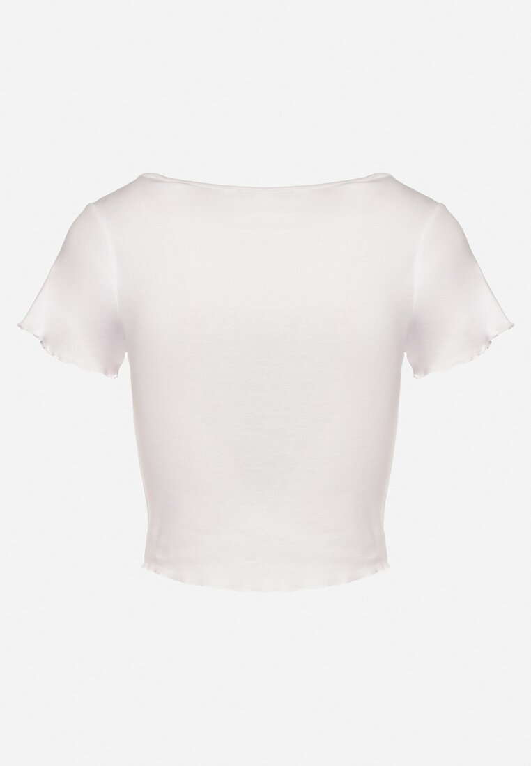 Biały Bawełniany T-shirt o Dopasowanym Kroju z Guzikami Filareina