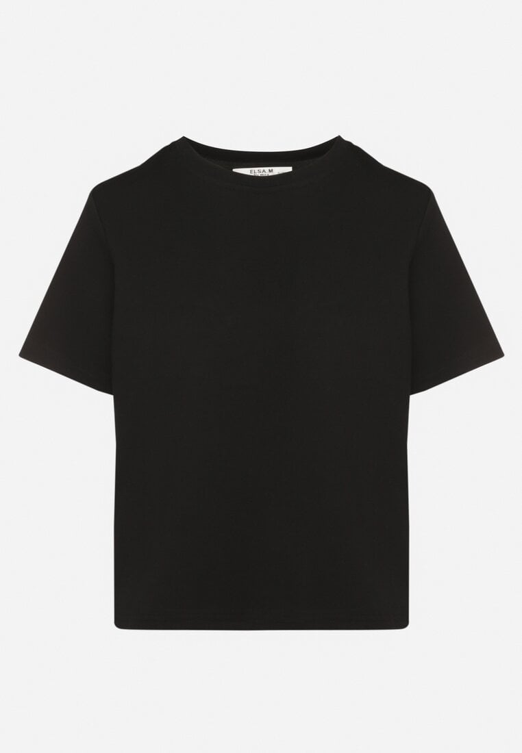 Czarny Bawełniany T-shirt o Klasycznym Kroju Tiariane