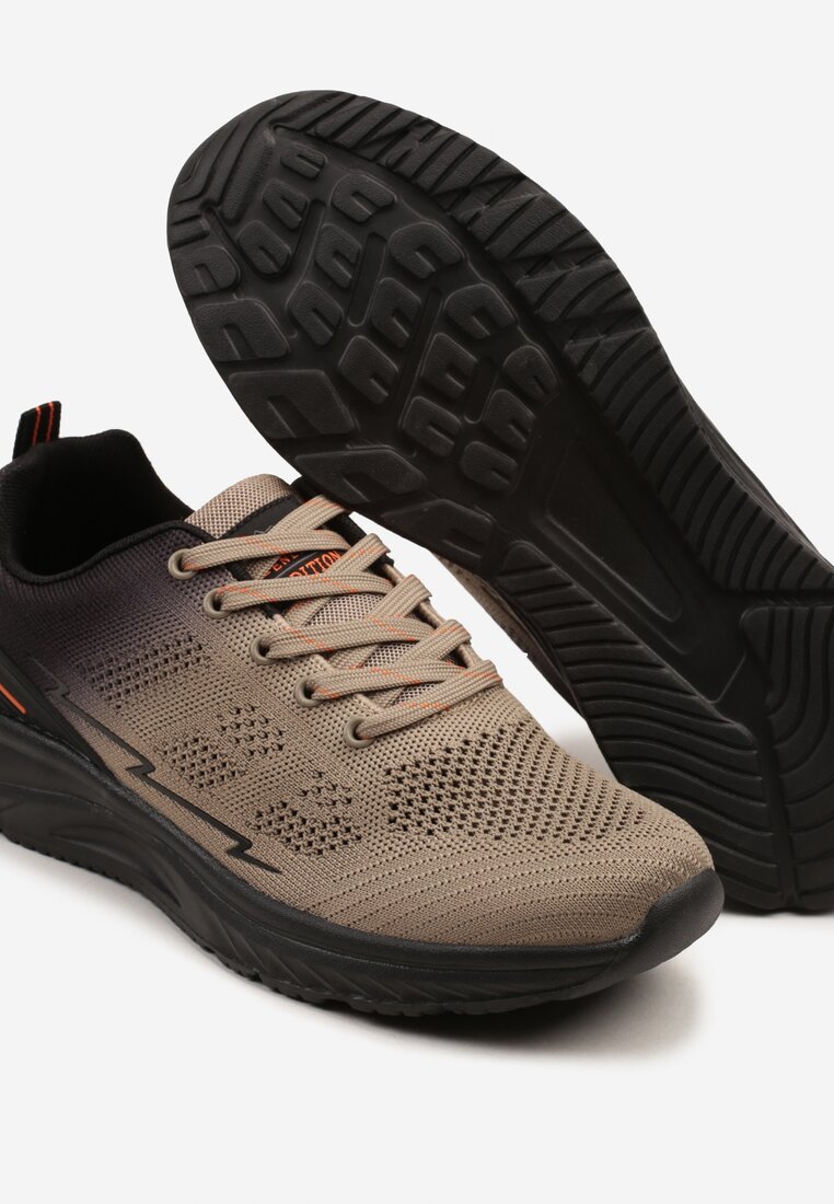 Ciemnobeżowe Buty Sportowe Sneakersy z Perforacją Ziraline