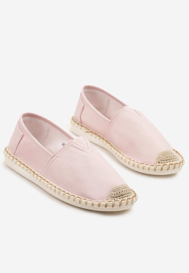 Różowe Espadryle Ozdobione Plecionką Natimeire