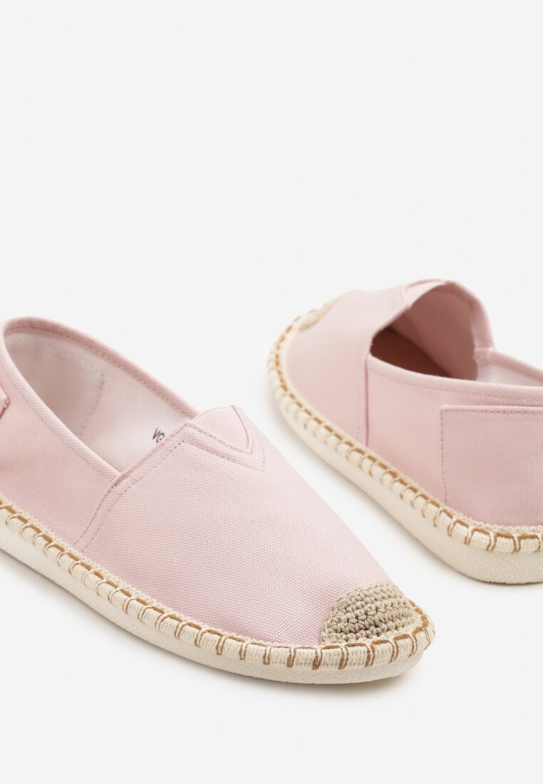 Różowe Espadryle Ozdobione Plecionką Natimeire