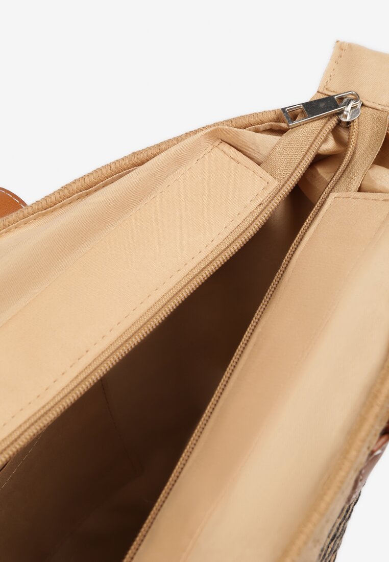 Ciemnobeżowa Torebka Typu Shopper z Bawełną w Stylu Boho Liruma