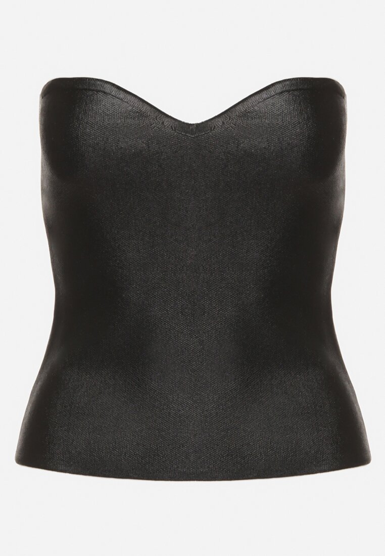 Czarny Top z Wiskozą o Kroju Bandeau Izureta