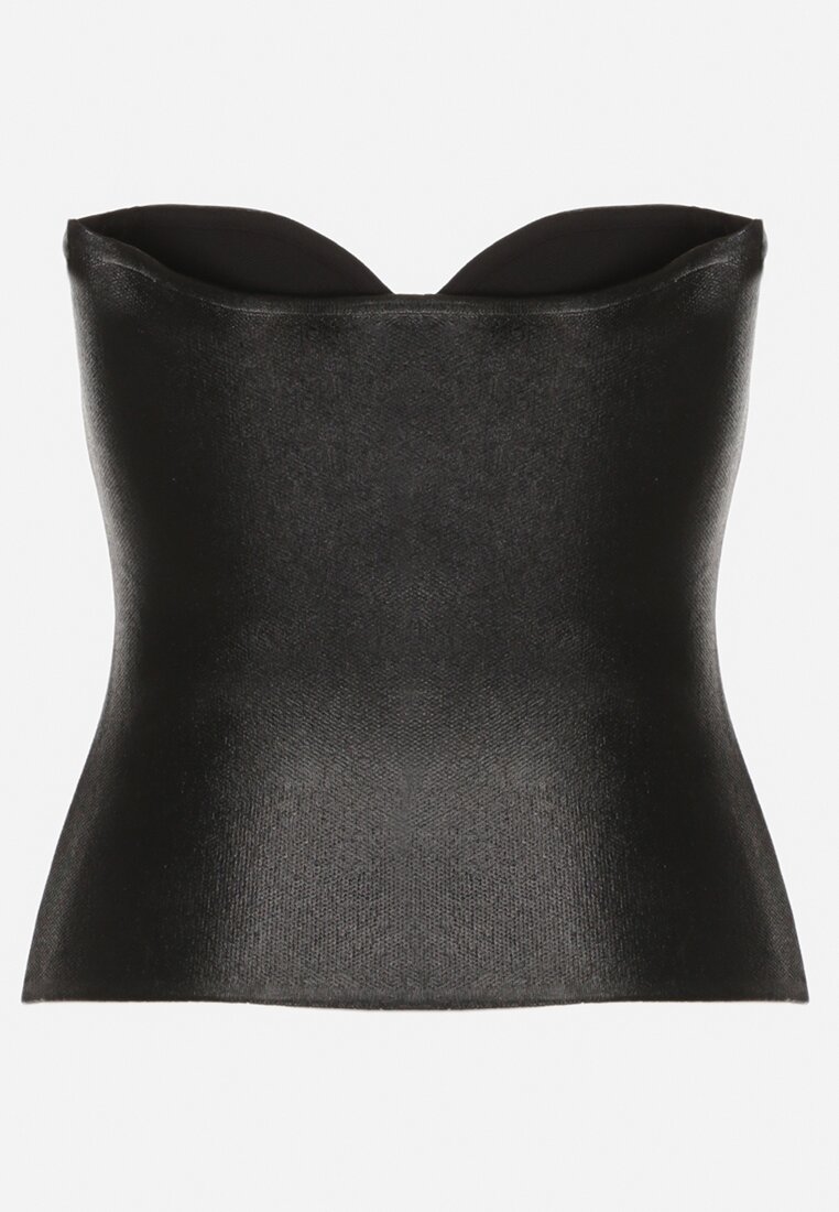 Czarny Top z Wiskozą o Kroju Bandeau Izureta