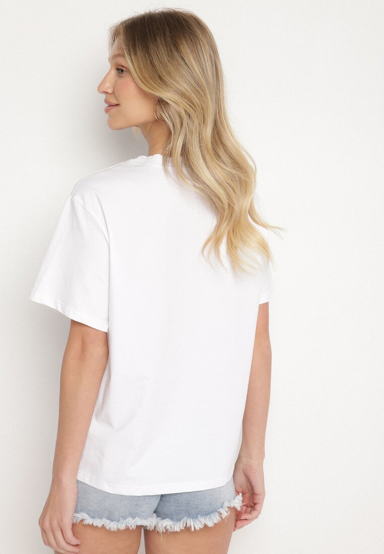 Biały Bawełniany Klasyczny T-shirt Kollira
