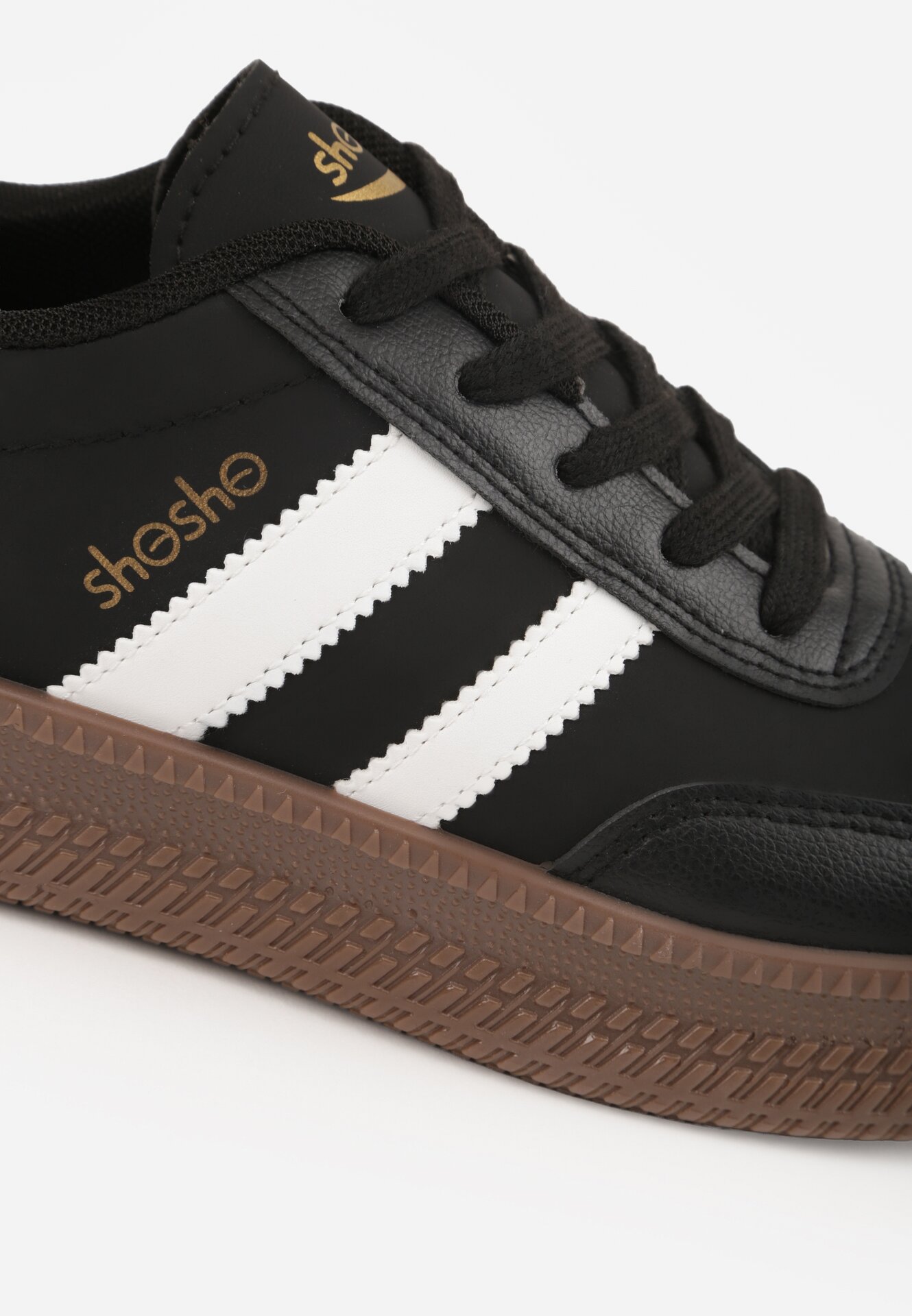 Czarno-Białe Sneakersy w Stylu Tenisówek z Paskami na Boku Saliena