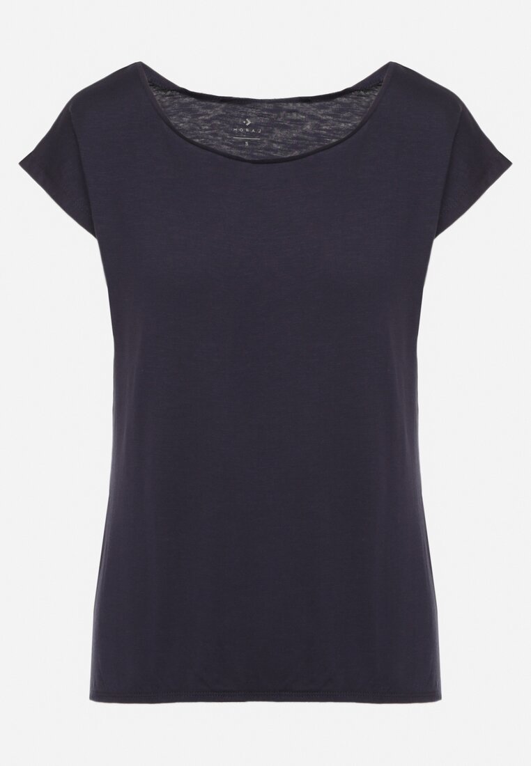 Granatowy Bawełniany T-shirt w Klasycznym Stylu Raliessa