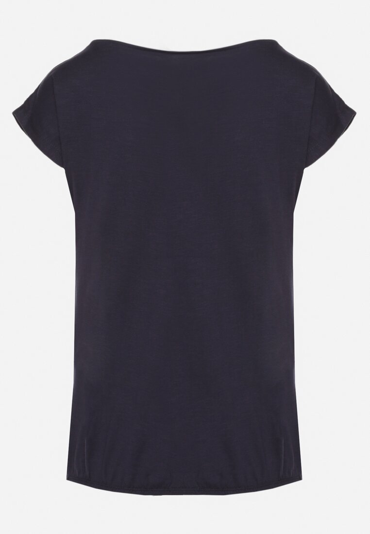 Granatowy Bawełniany T-shirt w Klasycznym Stylu Raliessa