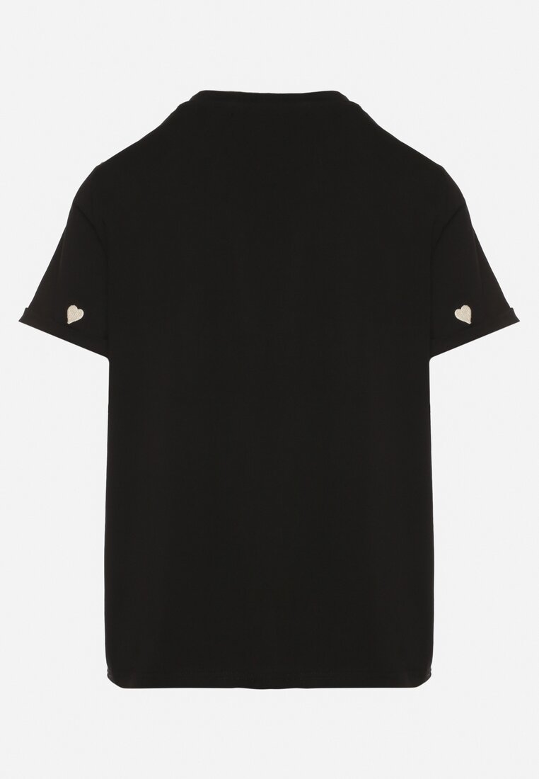 Czarny T-shirt z Bawełny w Serca Kolavelle