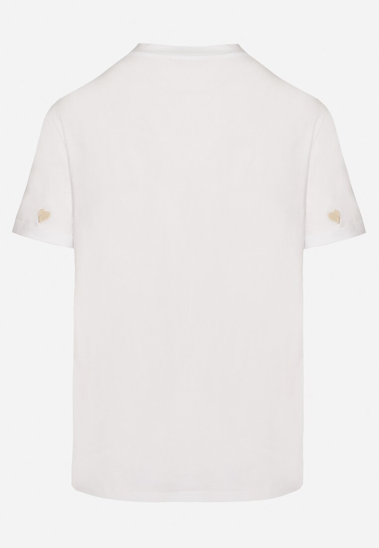 Biało-Beżowy T-shirt z Bawełny w Serca Kolavelle