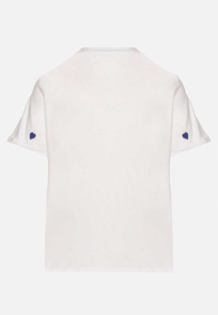Biało-Niebieski T-shirt z Bawełny w Serca Kolavelle
