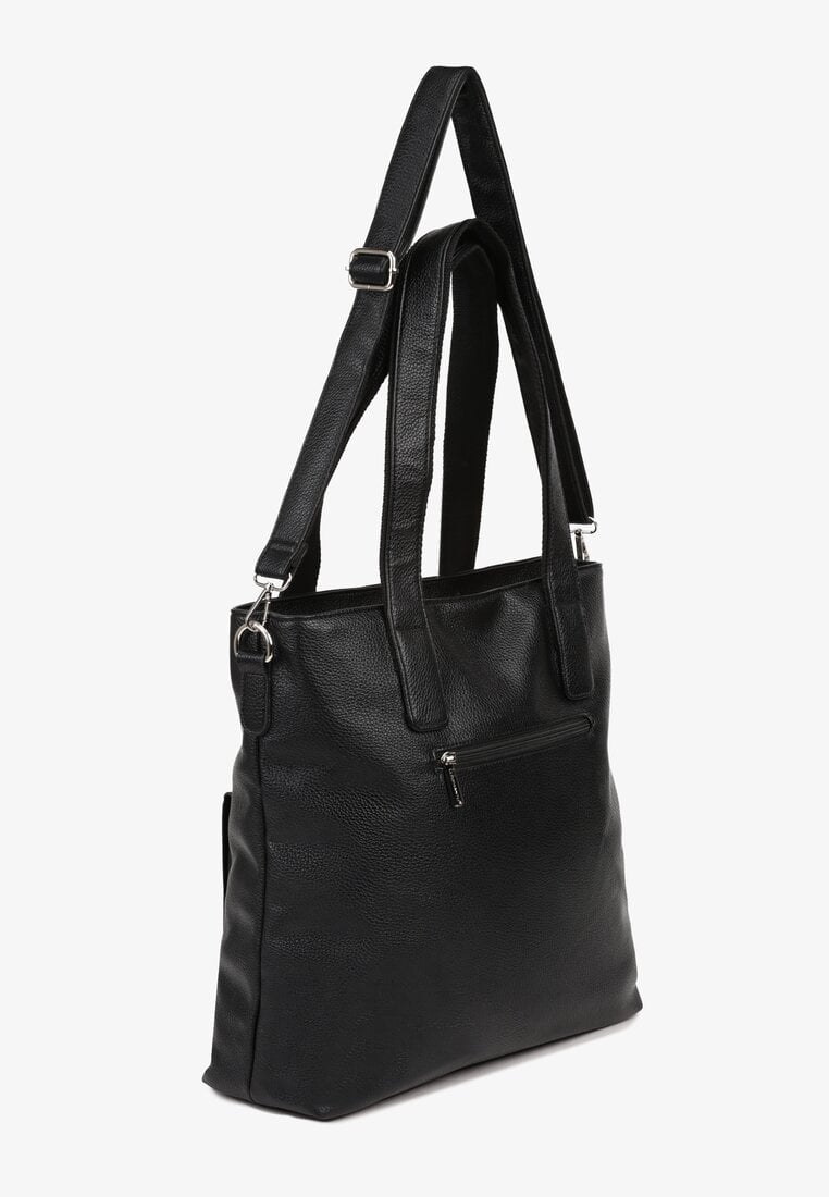 Czarna Torebka Typu Shopper Ozdobiona Kieszonką Malitessa