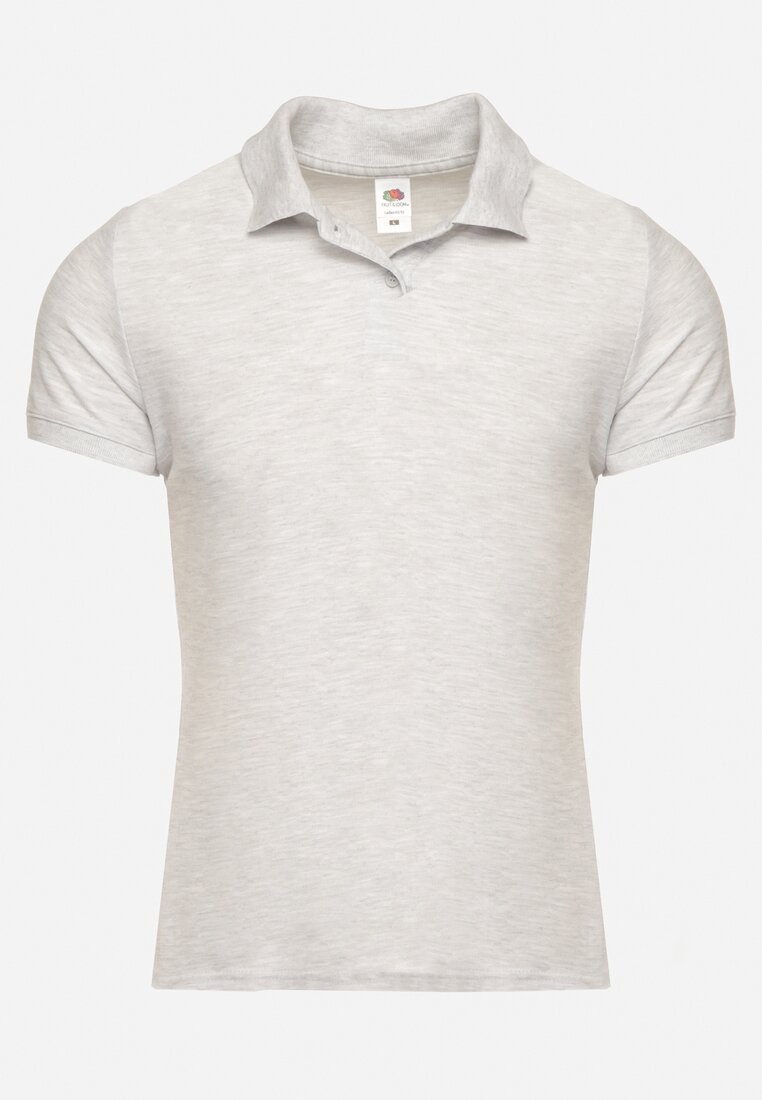 Jasnoszary T-shirt Polo z Bawełną Fodelira