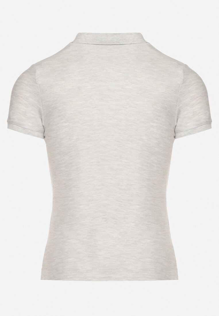 Jasnoszary T-shirt Polo z Bawełną Fodelira