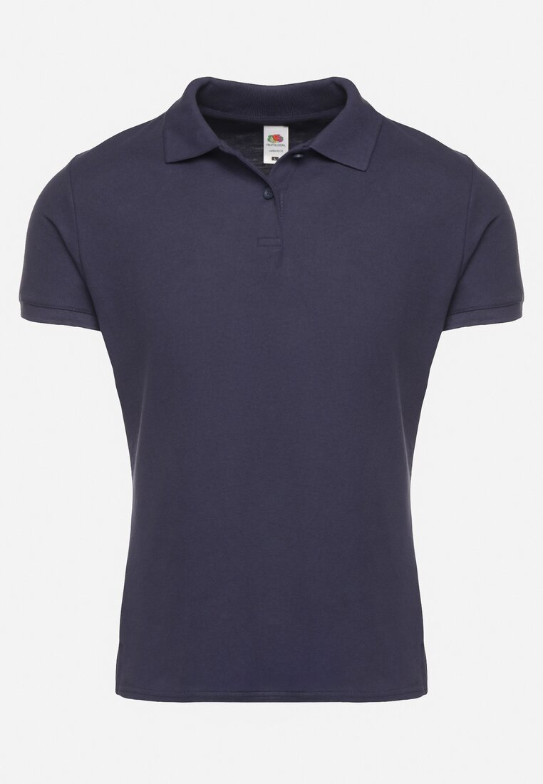 Granatowy T-shirt Polo z Bawełną Fodelira