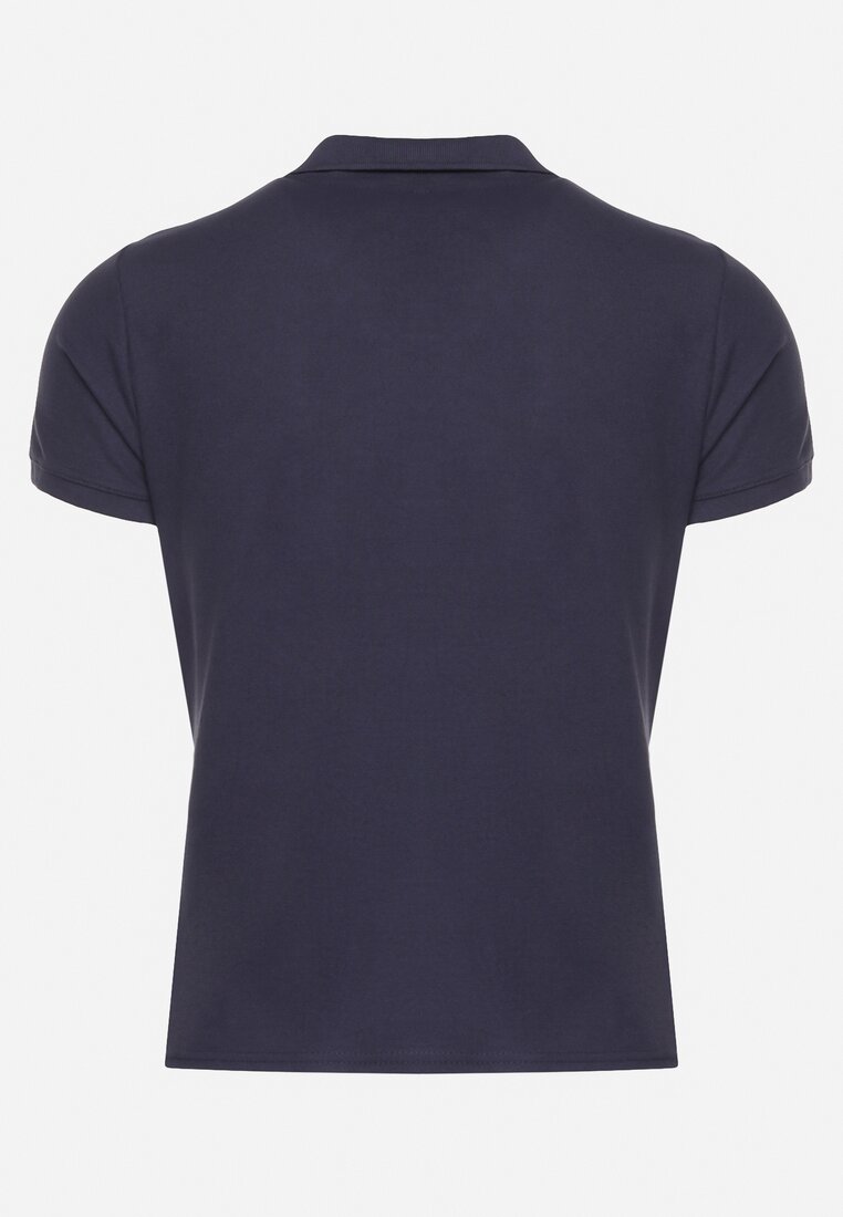 Granatowy T-shirt Polo z Bawełną Fodelira