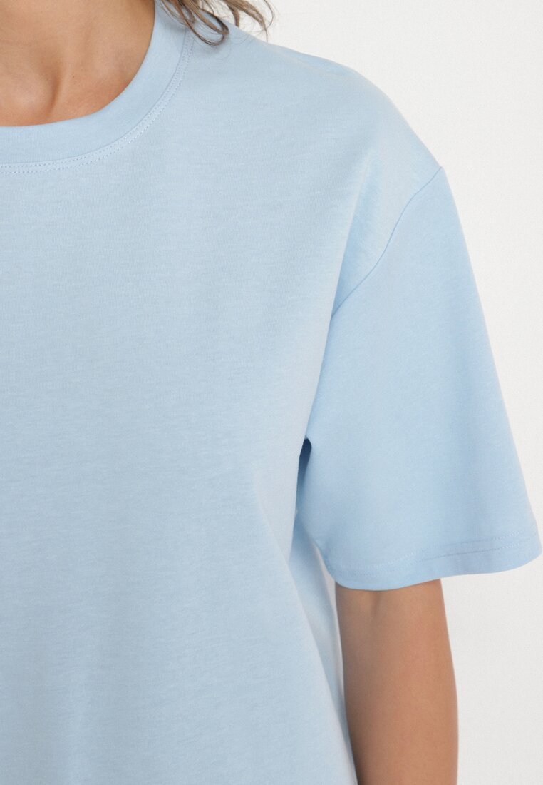 Jasnoniebieski Bawełniany Klasyczny T-shirt Merovira