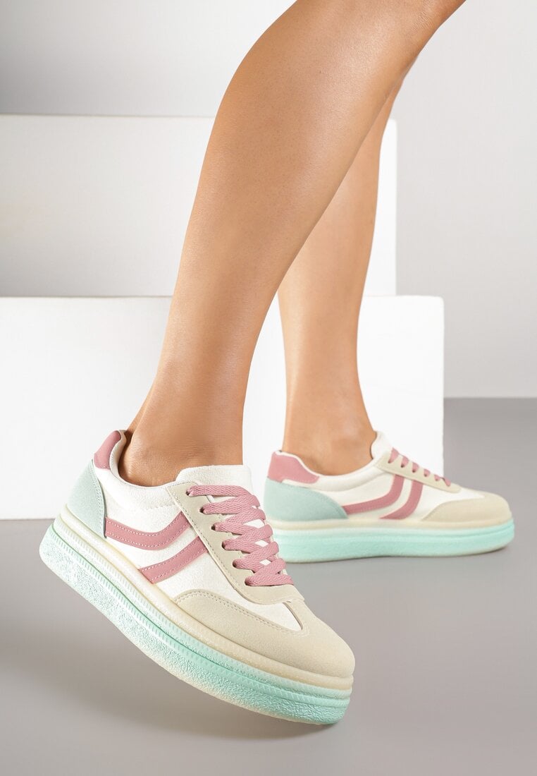 Jasnożółte Sneakersy w Stylu Klasycznych Tenisówek na Grubej Podeszwie Grelritia