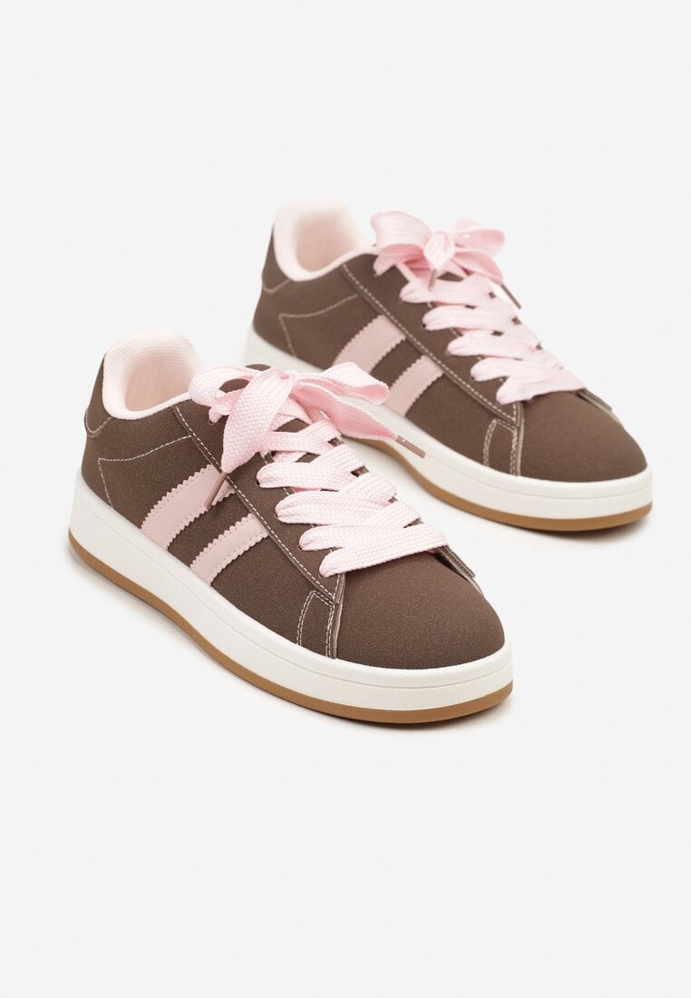 Brązowe Sneakersy z Dwoma Paskami Galtewi