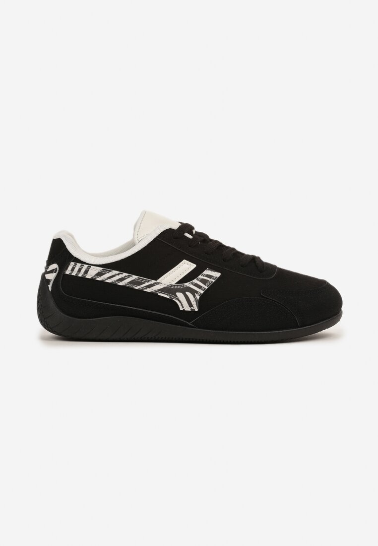 Czarne Sneakersy Ozdobione Geometrycznym Wzorem w Zeberkę Arulia