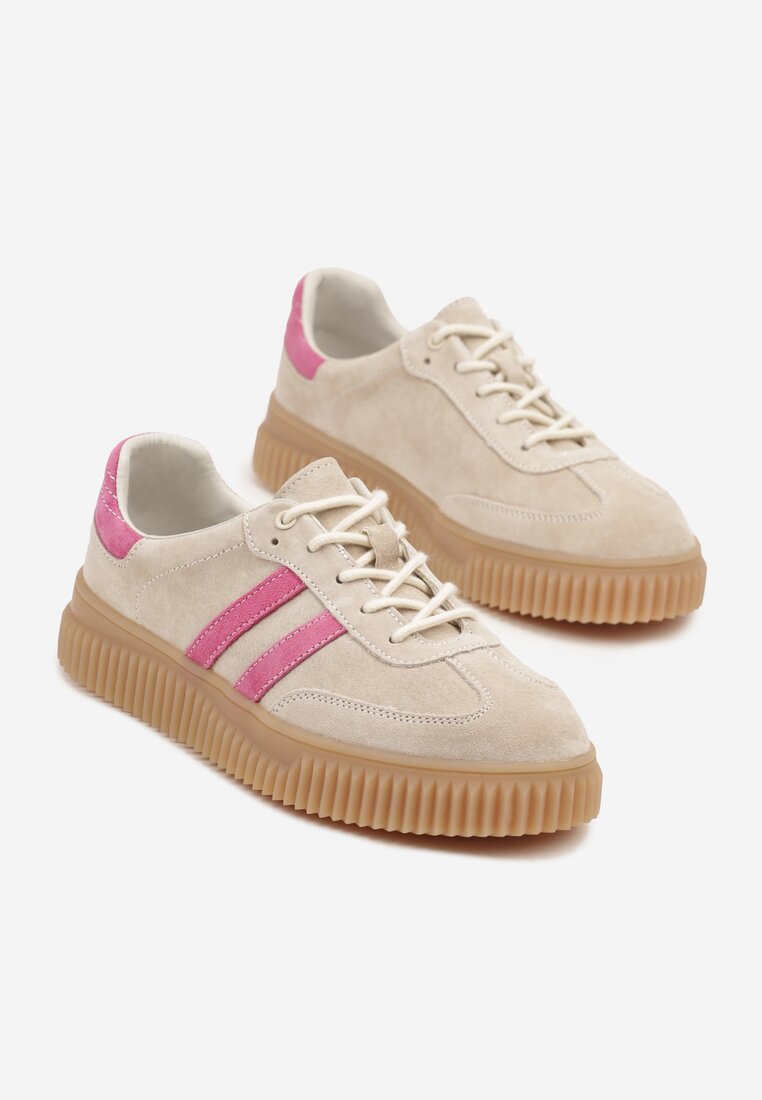 Sneakers Bej cu fucsia