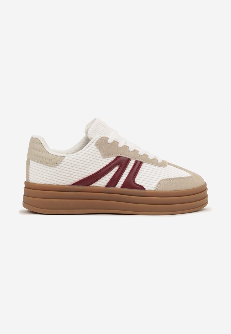 Białe Sneakersy w Stylu Tenisówek na Grubej Podeszwie z Geometrycznym Wzorem Wevirra
