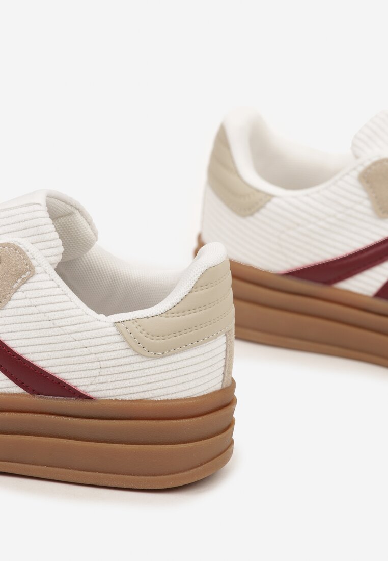 Białe Sneakersy w Stylu Tenisówek na Grubej Podeszwie z Geometrycznym Wzorem Wevirra