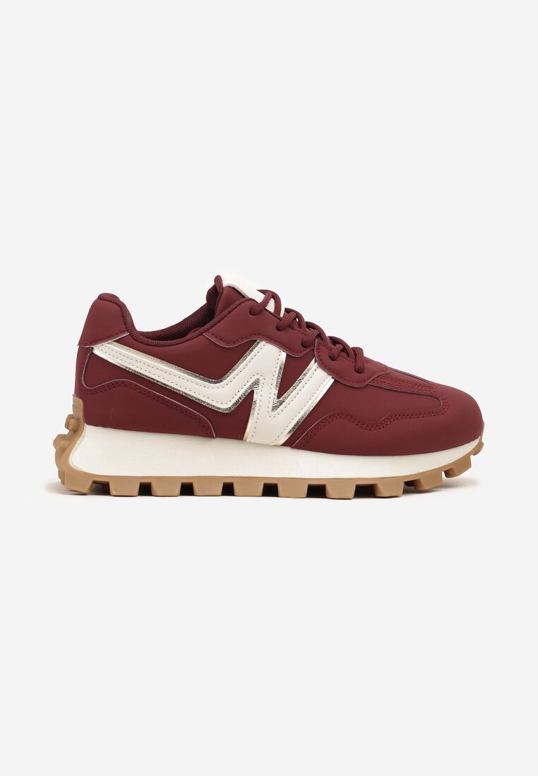 Bordowe Sneakersy z Geometrycznym Wzorem Naloriene