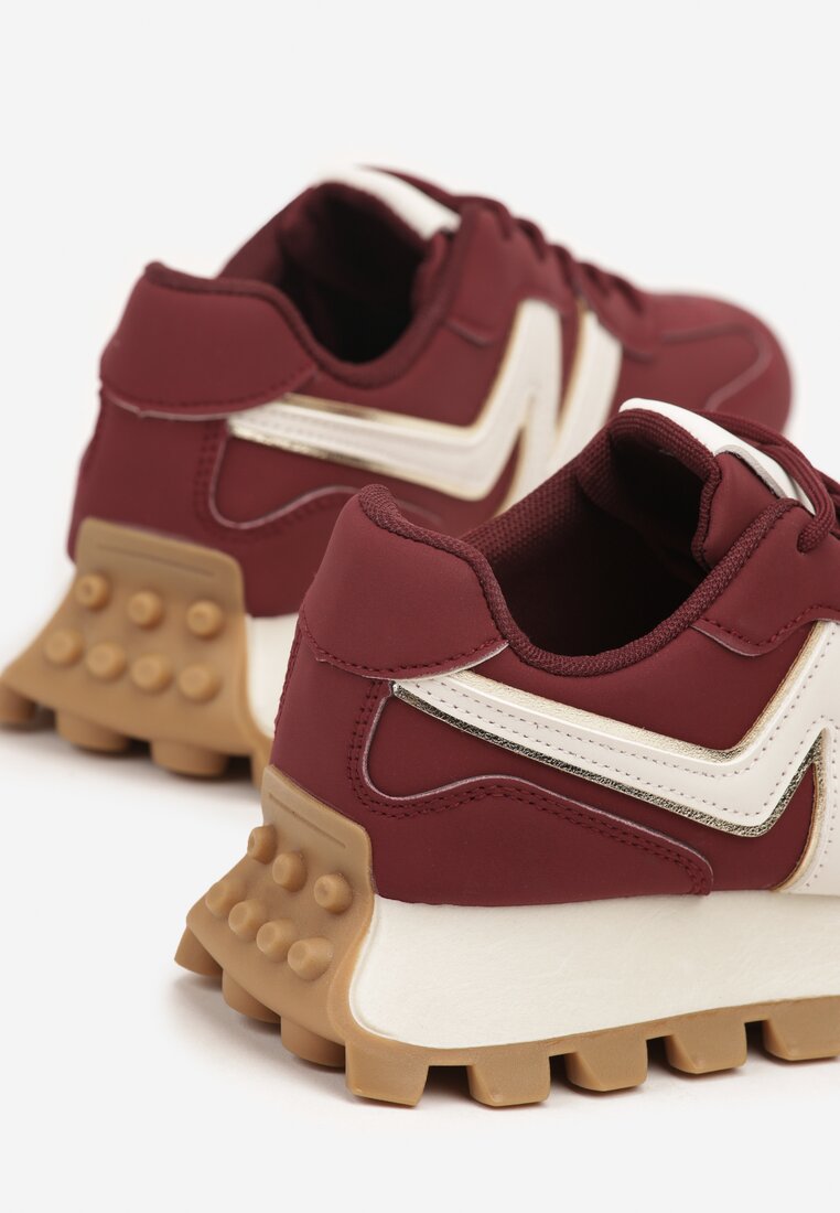 Bordowe Sneakersy z Geometrycznym Wzorem Naloriene