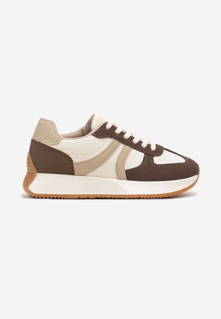 Brązowe Sneakersy Ozdobione Paskami Florgisse