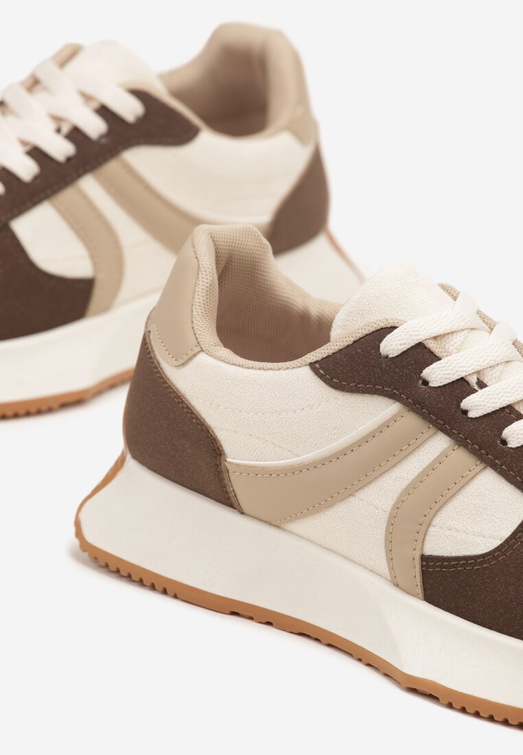 Brązowe Sneakersy Ozdobione Paskami Florgisse