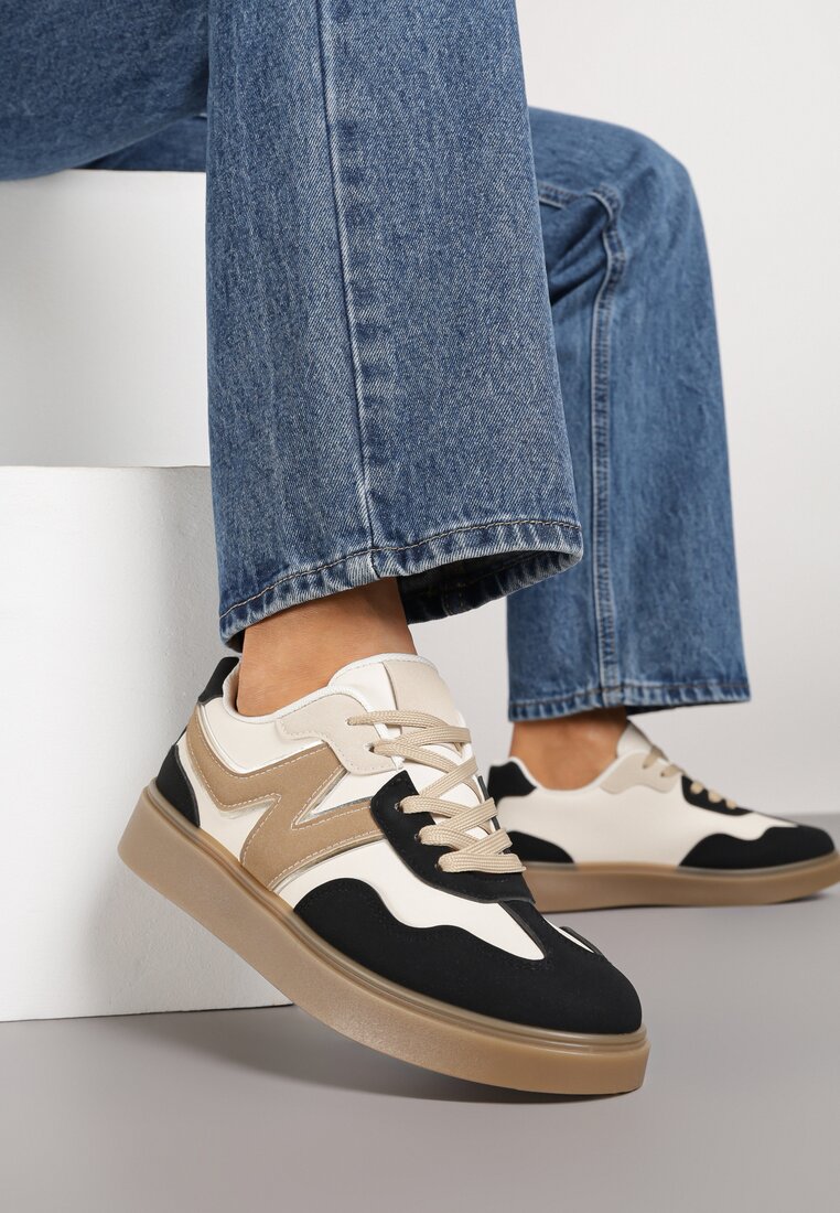 Czarne Sneakersy z Geometrycznym Wzorem Nariale
