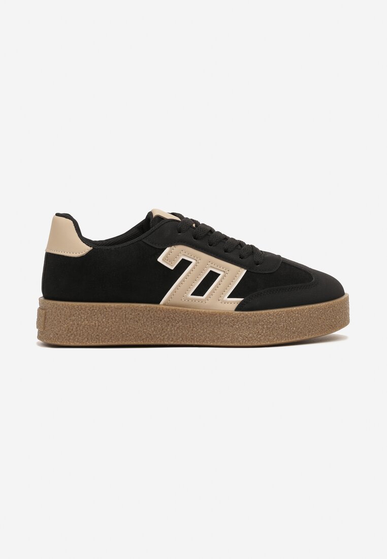 Czarne Sneakersy z Geometrycznym Wzorem Adelnaria