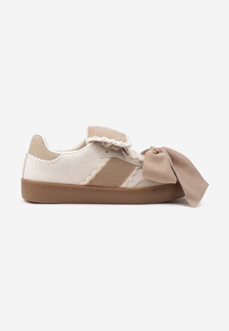 Beżowe Sneakersy z Kokardą Takima