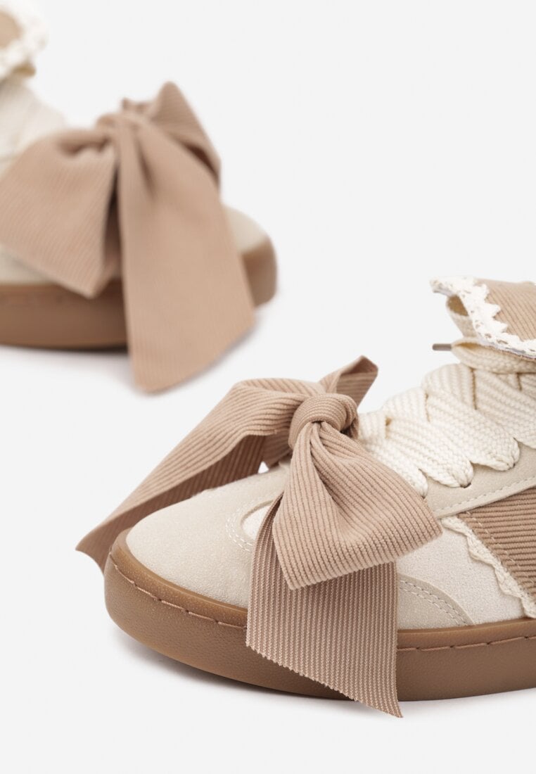 Beżowe Sneakersy z Kokardą Takima
