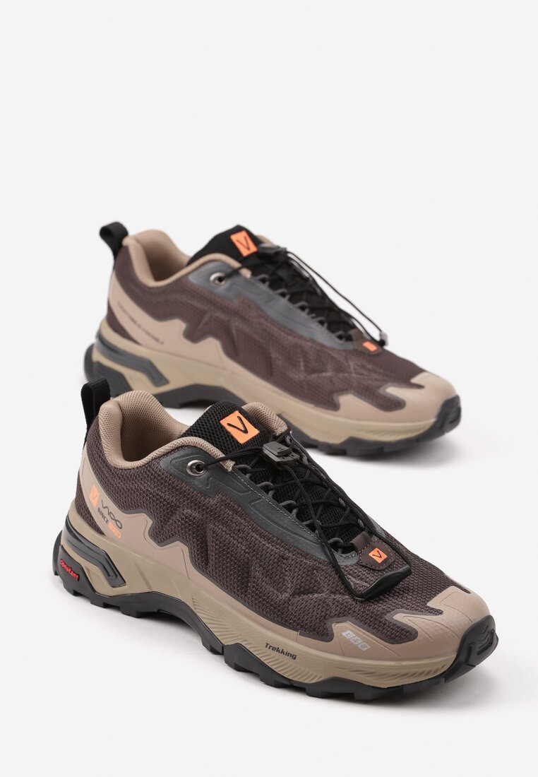 Brązowe Buty Sportowe Sneakersy Ozdobione Tłoczeniem Rilonea