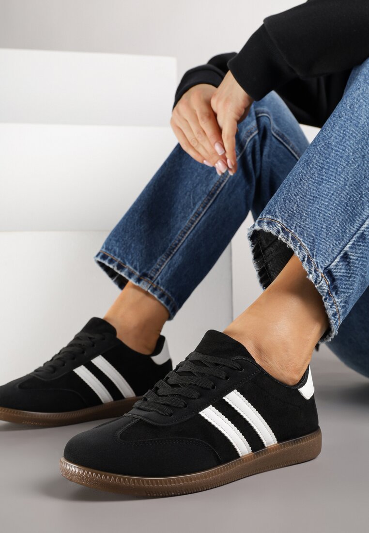 Czarne Sneakersy Ozdobione Paskami Nalierre