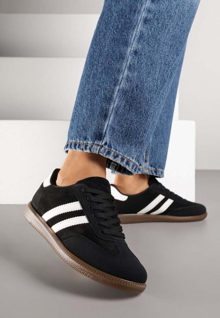 Czarne Sneakersy Ozdobione Paskami Nalierre