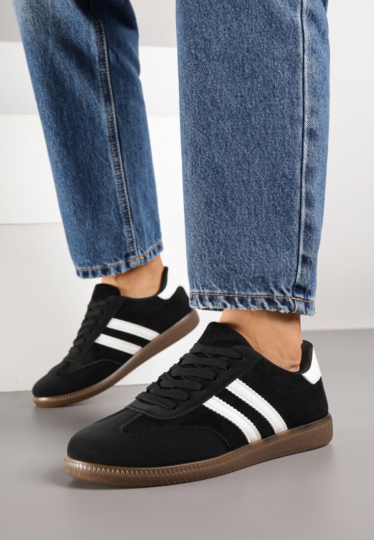 Czarne Sneakersy Ozdobione Paskami Nalierre