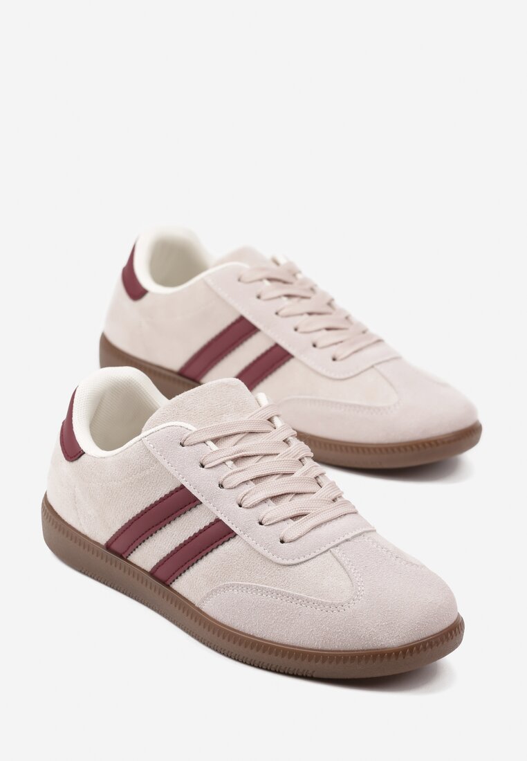 Beżowe Sneakersy Ozdobione Paskami Nalierre