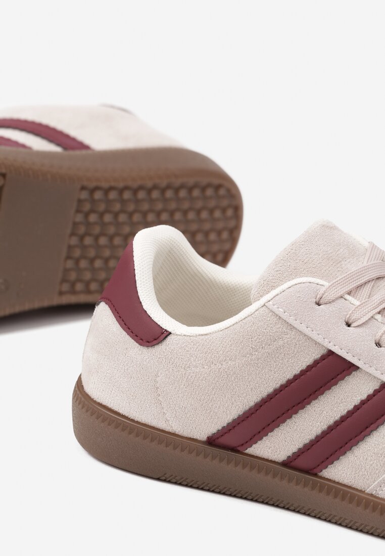 Beżowe Sneakersy Ozdobione Paskami Nalierre