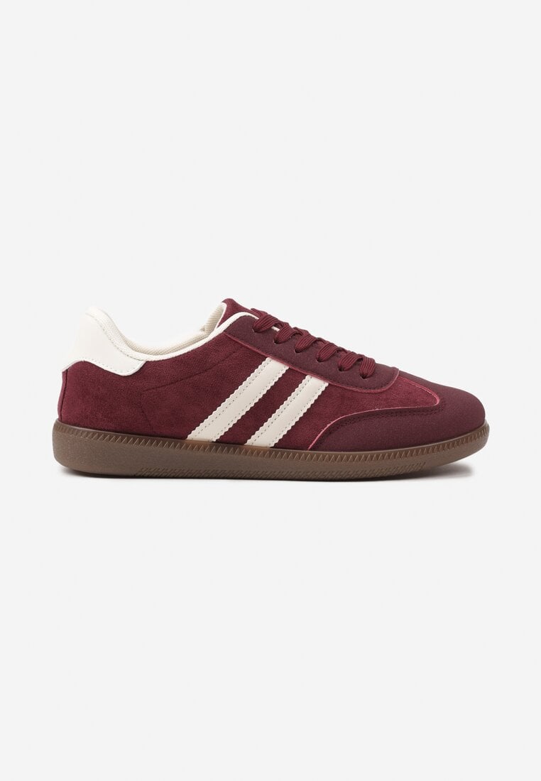 Bordowe Sneakersy Ozdobione Paskami Nalierre