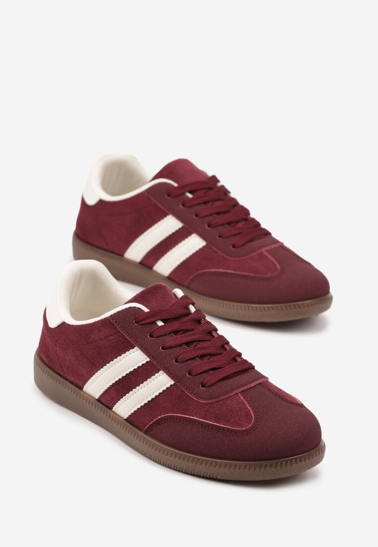 Bordowe Sneakersy Ozdobione Paskami Nalierre