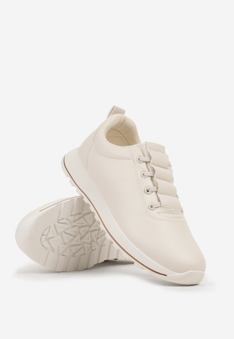 Beżowe Klasyczne Sneakersy Palentie