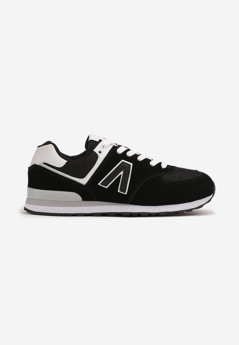 Czarno-Białe Buty Sportowe Sneakersy z Ozdobną Aplikacją Rilazea