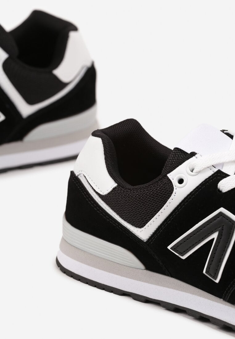 Czarno-Białe Buty Sportowe Sneakersy z Ozdobną Aplikacją Rilazea