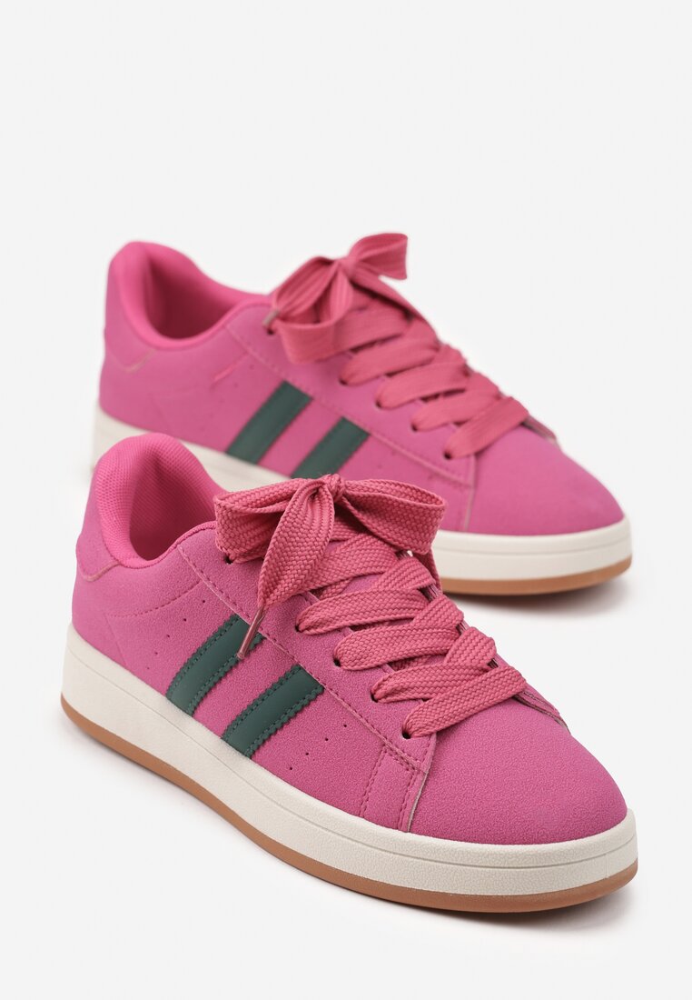 Różowe Sneakersy z Ozdobnymi Paskami Rilanira