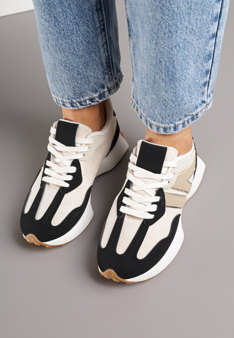 Czarne Sneakersy z Geometrycznym Wzorem Rilestra