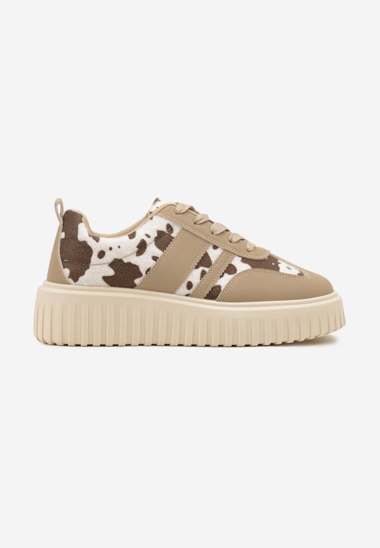 Czarno-Białe Sneakersy na Grubej Podeszwie z Tłoczeniem Rilunessa